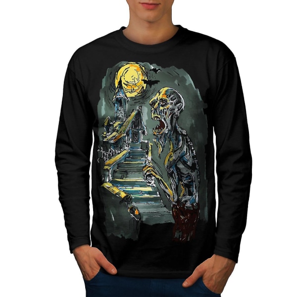 Graveyard Zombie Zombie män svart långärmad T-shirt S