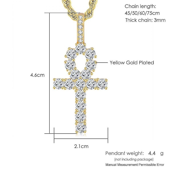 14k guldpläterad korshalsband för kvinnor | Korshänge | Guldhalsband för kvinnor Ankh Gold White