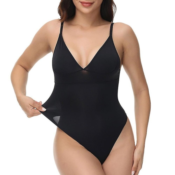 Damer Shapewear Bodysuits Waist trainer Slim Full Body Shaper Inbyggd BH Camisole Toppar Magkontroll Slimming Underkläder, svart XL