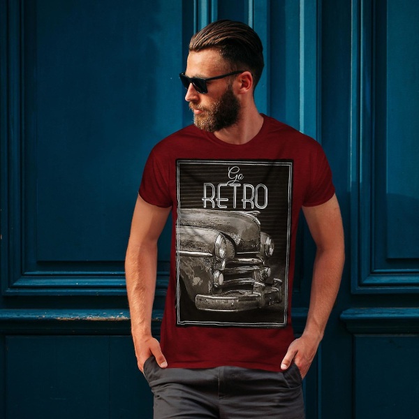 Retro Usa Car Vintage Herr T-shirt S