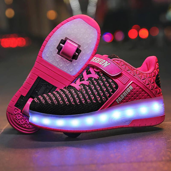 Barnsneakers Dubbelhjulsskor Led Light Skor 8099 BlackPink 31