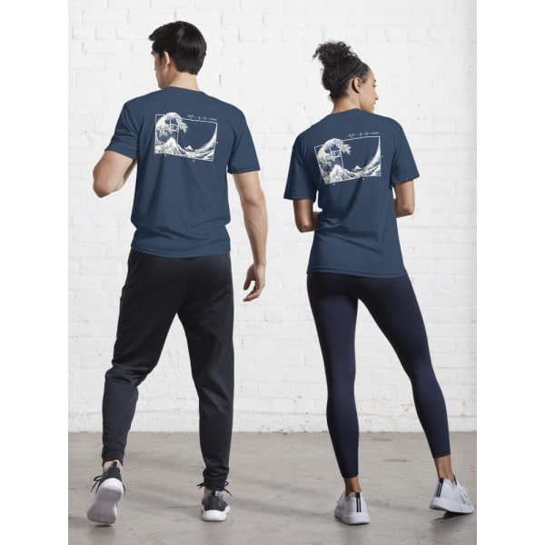 Den stora Fibonacci Wave Active T-shirten Navy M_Back