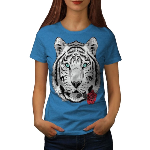 Romantisk tigerdjur Kvinnor Royal Bluet-shirt 3XL