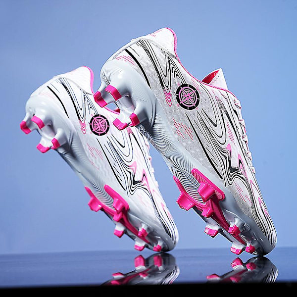 Pojkar Flickor Fotbollsskor Halkfria fotbollsskor Klossar Gräs Fotbollssneakers för barn 2Kr158 WhiteRed 39