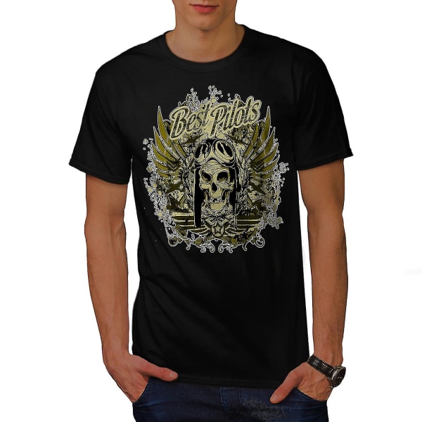 Bästa Pilot War Coola män Blackt-shirt | Wellcoda XL