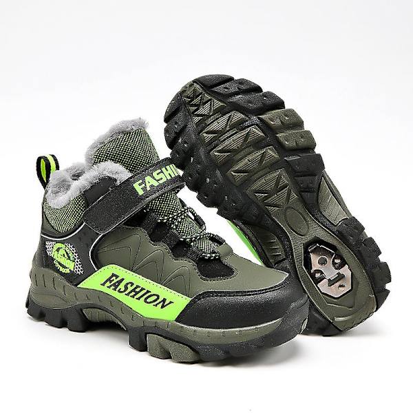Barnsneakers Andas löparskor Mode Sportskor Vinter bomullsskor 878 Green 34