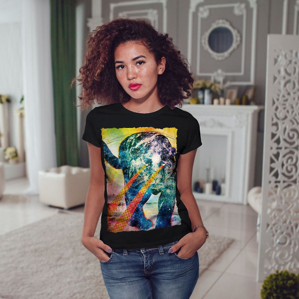 Abstrakt Beast Animal Women Blackt-shirt | Wellcoda L