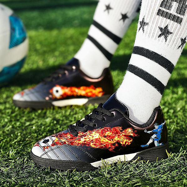 Fotbollsskor för barn Halkfria fotbollsskor Klossar Gräs Fotbollssneakers Yj681 Black 34