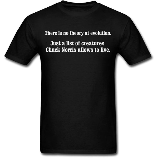 Eaco Custom Printed Chuck Norris Theory Of Evolution T-shirts för män Svart S L