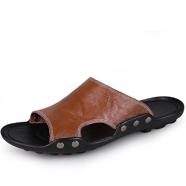 Herrtofflor Halkfria sandaler Mode strandskor för kvinnor q7 Brown 41