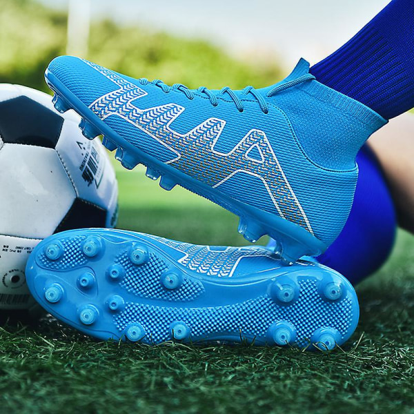 Fotbollsskor för män Halkfria fotbollsskor för herr Gräs Fotbollssneakers T22166 Blue 37