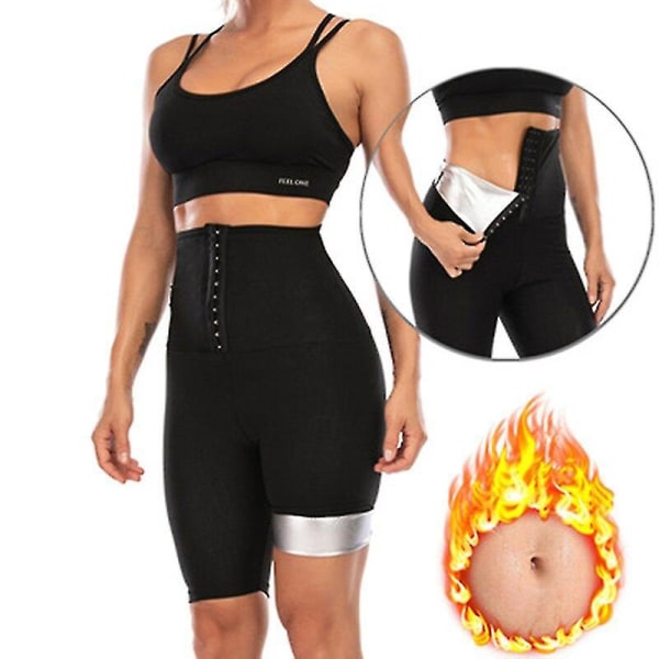 Midjetränare Svett Bastu Byxor Kroppsformare Slimming Byxor Dam Waist trainer Mage Hot Thermo Sweat Leggings Fitness Träning,5 To Point Byxor Silve 2XL 3XL