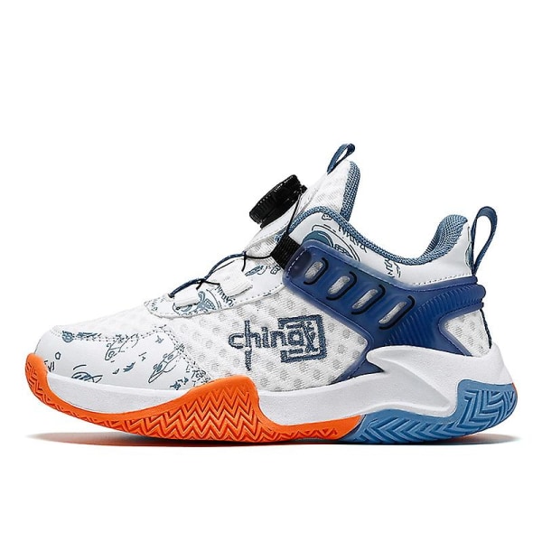 Barn Sneakers Pojkar Basketskor Halkfria Barn Sportskor 3B0373 WhiteBlue 37