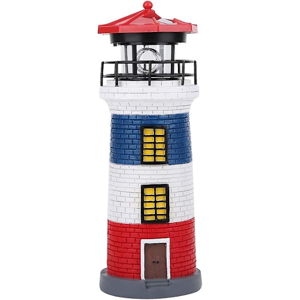 Solar Lighthouse, Led Solar Power Lighthouse Staty Roterande utomhus ljus Trädgård Yard gräsmatta