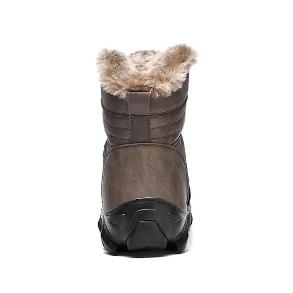 Snöskor för män Läder Plus Velvet Varma Utomhus bomullsskor F910 Brown 41