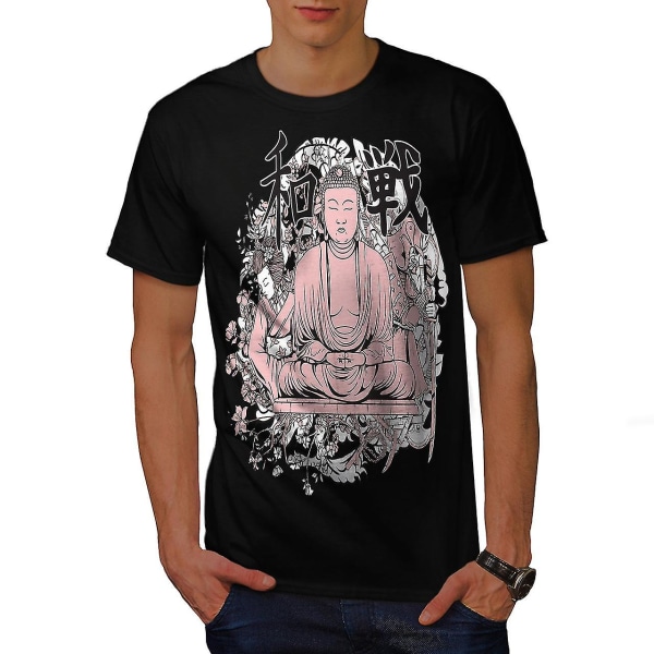Buddha Meditation Men Blackt-shirt | Wellcoda S
