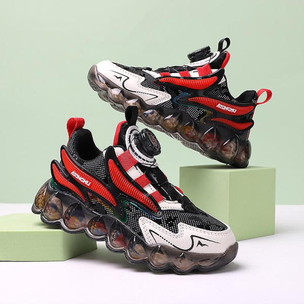 Sneakers för barn Löparskor med vridknapp Mode Pojkar Flickor Sportskor 2L1215 Red 32