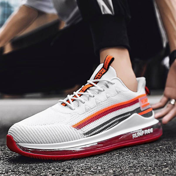 Herrskor Andas Mode Luftkudde Sneakers Sport löparskor 2Cbf22 WhiteRed 41
