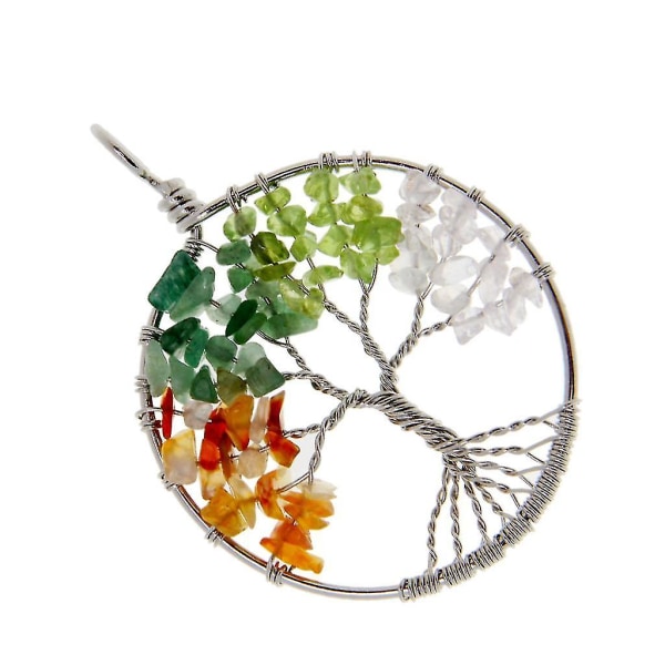 3xtree of Life Healing Crystal Wire Wrap Natural Gemstone Pendant Fit Halsband 3 Pcs