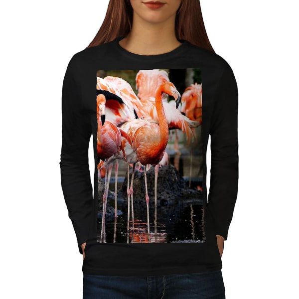 Flamingo Wild Bird Långärmad T-shirt för kvinnor XXL
