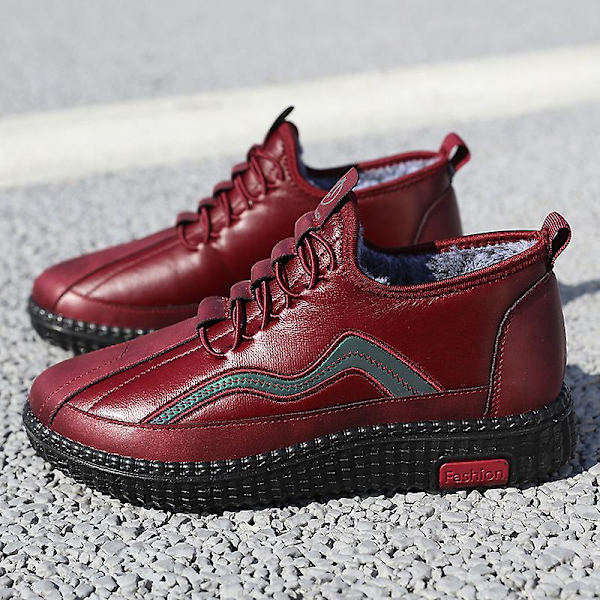 Dammode för äldre mode Casual Plus bomullsskor Vintersportskor 2L7712 Red 41