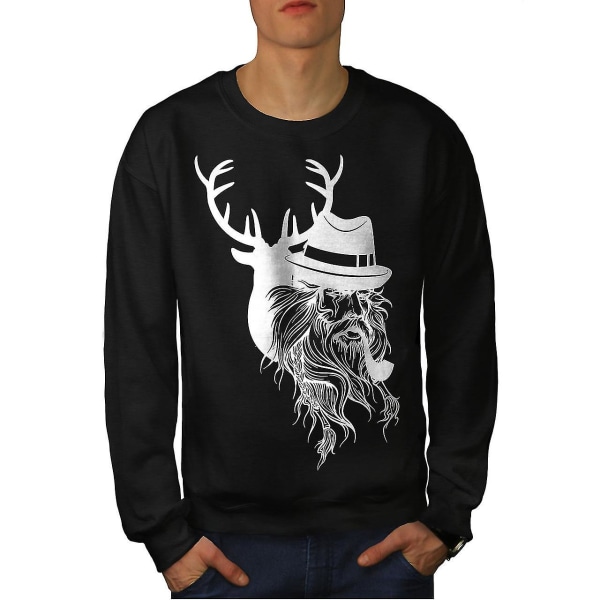 Deer Human Wild Fantasy Men Blacksweatshirt | Wellcoda XXL