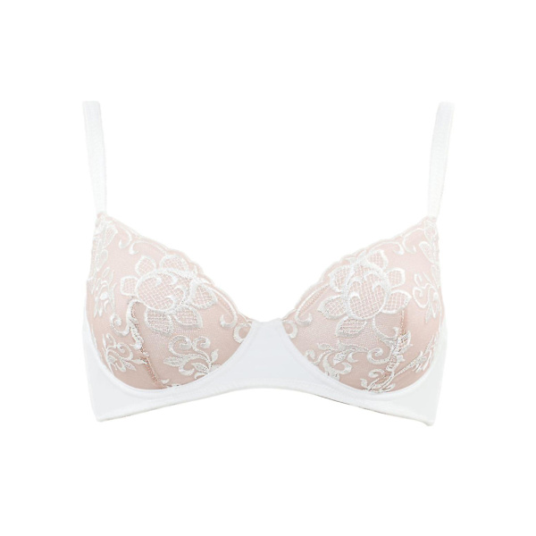 Ivory off White broderad icke-vadderad bygel-bh för damer