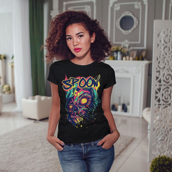 Spoon Death Zombie Women Blackt-shirt | Wellcoda XL