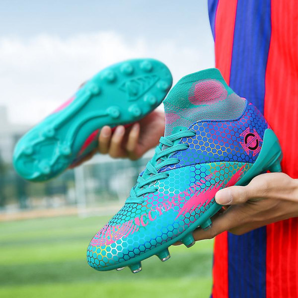 Fotbollsskor för män Spikes Fotbollsskor för ungdomar Stövlar Athletic Sneaker 3C7878 Cyan 43