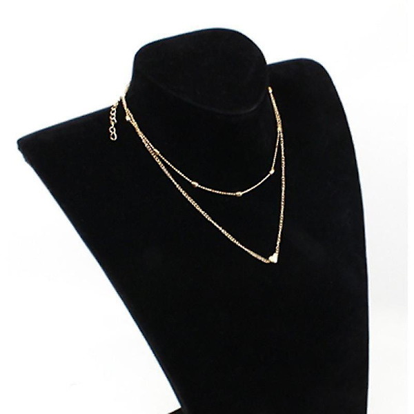 2st Halsband Boho Silver Choker Dubbel Kedja Smycken Kvinnor Pärlor Halsband Gold