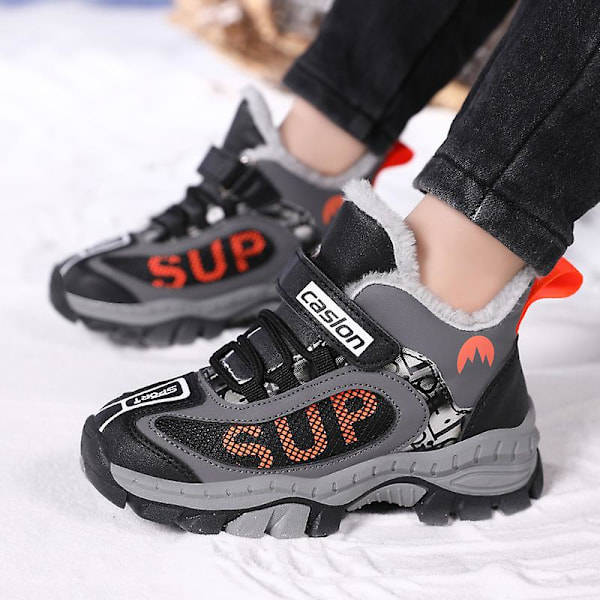 Barn vandringsskor Andas Sneakers Halkfria Pojkar Flickor Vinterskor 1205 Gray 34