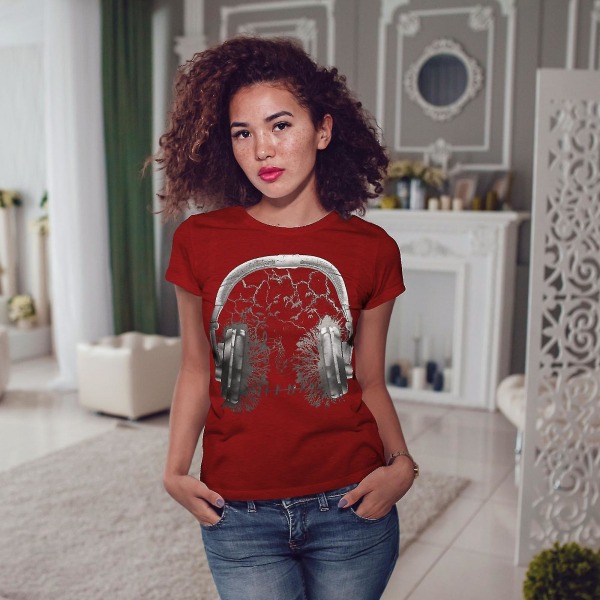 Hörlurar Skog T-shirt för kvinnor L