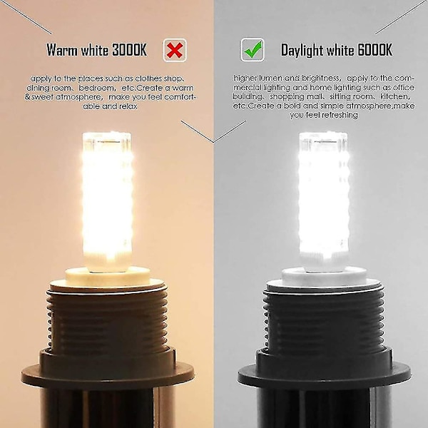 Ledlampa E14, kallvit 6000k, AC 220-230v, liten Edison-skruv, ej dimbar, vit [klass A energi