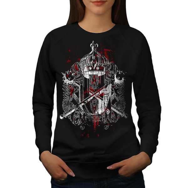 King Crown Art Fashion Women Blacksweatshirt | Wellcoda XXL