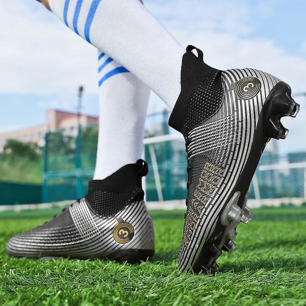 Fotbollsskor för män Halkfria fotbollsskor för herr, Gräs Fotbollssneakers 2K4000 Black 45