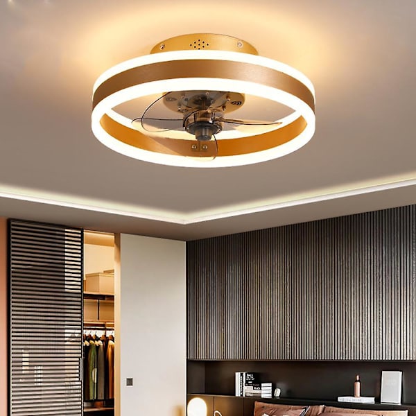 40 cm takfläktljus Dimbar fläktlampa för vardagsrum, sovrum, barnrum (guld, 40 cm)