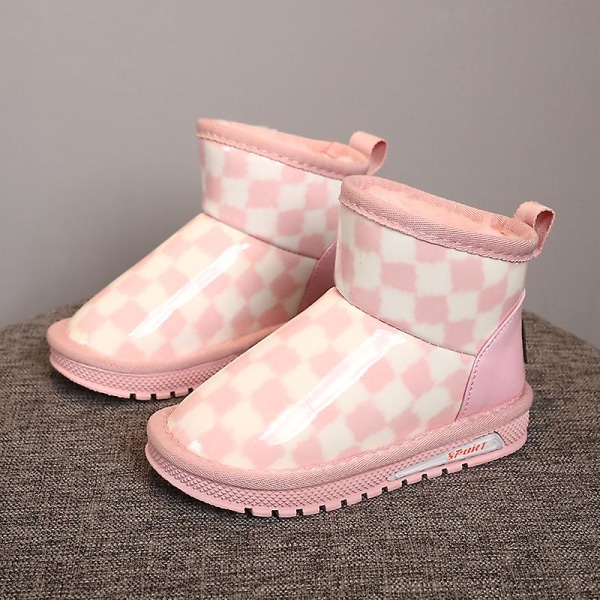 Barn Flickor Vintersnöskor Vattentåliga skor Anti-halk Casual Lätt bomullsstövel GB6 Pink 34