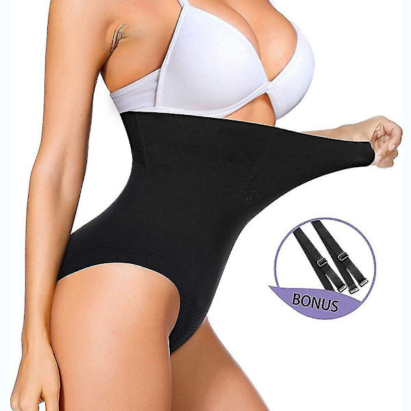 Hög midja Body Shapewear Body Suit Strings Waist trainer Slimming Slida Kvinna Platt mage Reduktiv gördel Formande Underkläder, svart M L