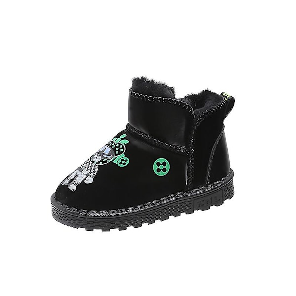 Snöskor för barn Pojkar Flickor Stövlar Varma ankelstövlar Halkskyddade vinterskor M23 Black 30