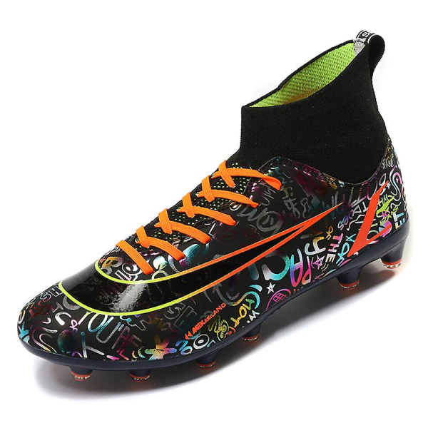 Fotbollsskor för män Fotbollsskor för vuxna hög fotled Grästräning Sport Skor Herr Sneakers 562 Black 38