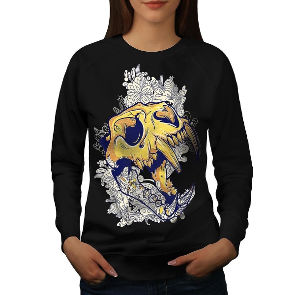 Head Animal Art Skull Women Blacksweatshirt | Wellcoda S
