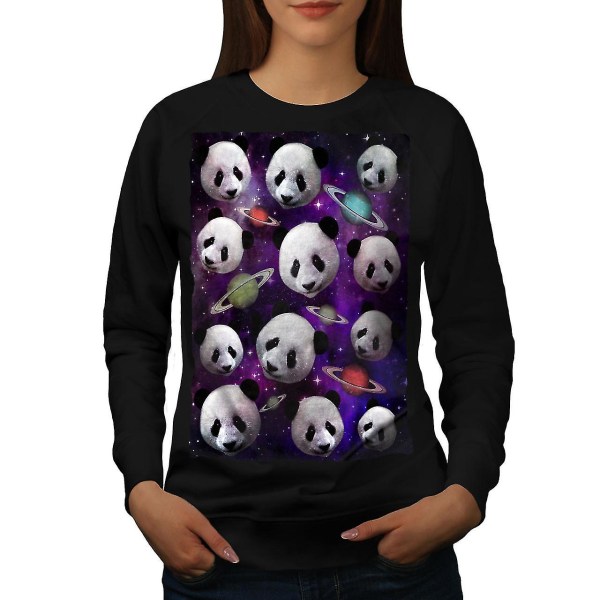 Panda Face Space Women Blacksweatshirt XL