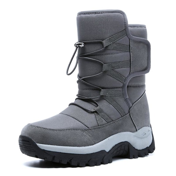 Herr Dam Vinterstövlar Snow Boot Plysch Varma Skor Vattentät Boot 2K219 Gray 39