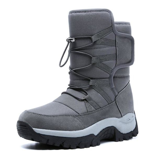 Herr Dam Vinterstövlar Snow Boot Plysch Varma Skor Vattentät Boot 2K219 Gray 41