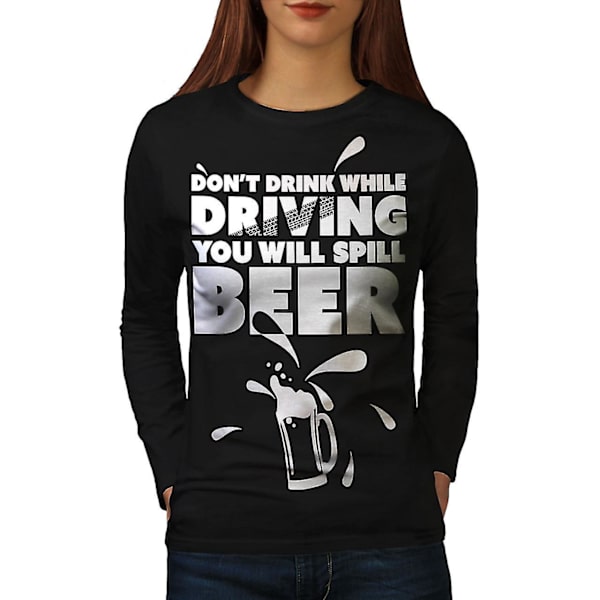 Drink Drive Sarcasm Svart långärmad t-shirt för kvinnor M