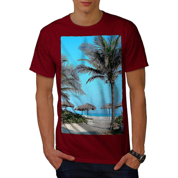 Sea Beautiful Palm Nature Men Röd-skjorta XL