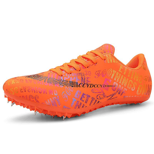 Friidrottsskor för män Spikes Track Race Hoppande Sneakers Professionell löpning Nail Spikes Skor 3C519 Orange 39
