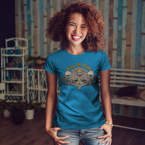 Chaos King Death Skull Kvinnor Royal Bluet-shirt 3XL