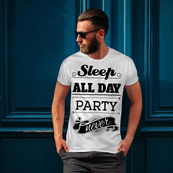 Sleep Party Never Funy Men Whitet-shirt | Wellcoda XL