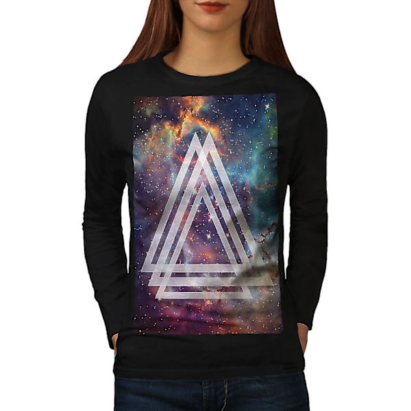Space Triangle Svart långärmad T-shirt för kvinnor M